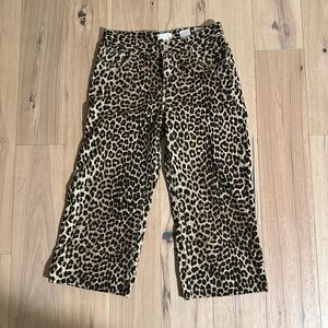 H&M Cheetah Print Wide Leg Crop Jeans